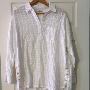 J.Jill Textured White Blouse  Size L